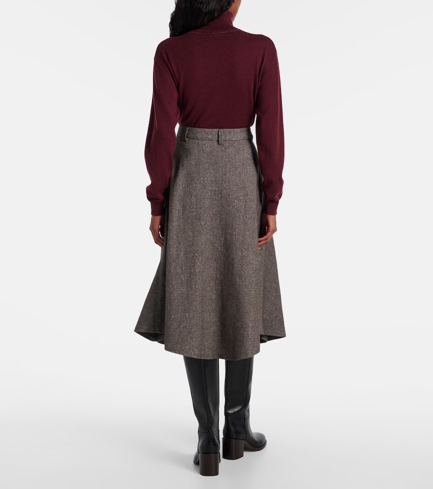 Wool and linen-blend midi skirt