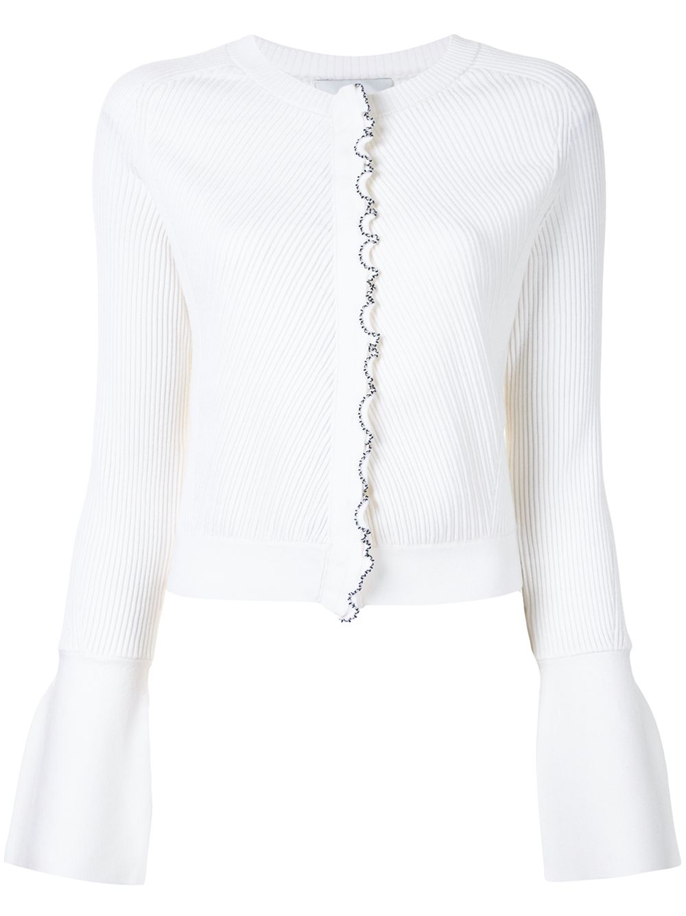 Tulip sleeve ribbed cardigan - White