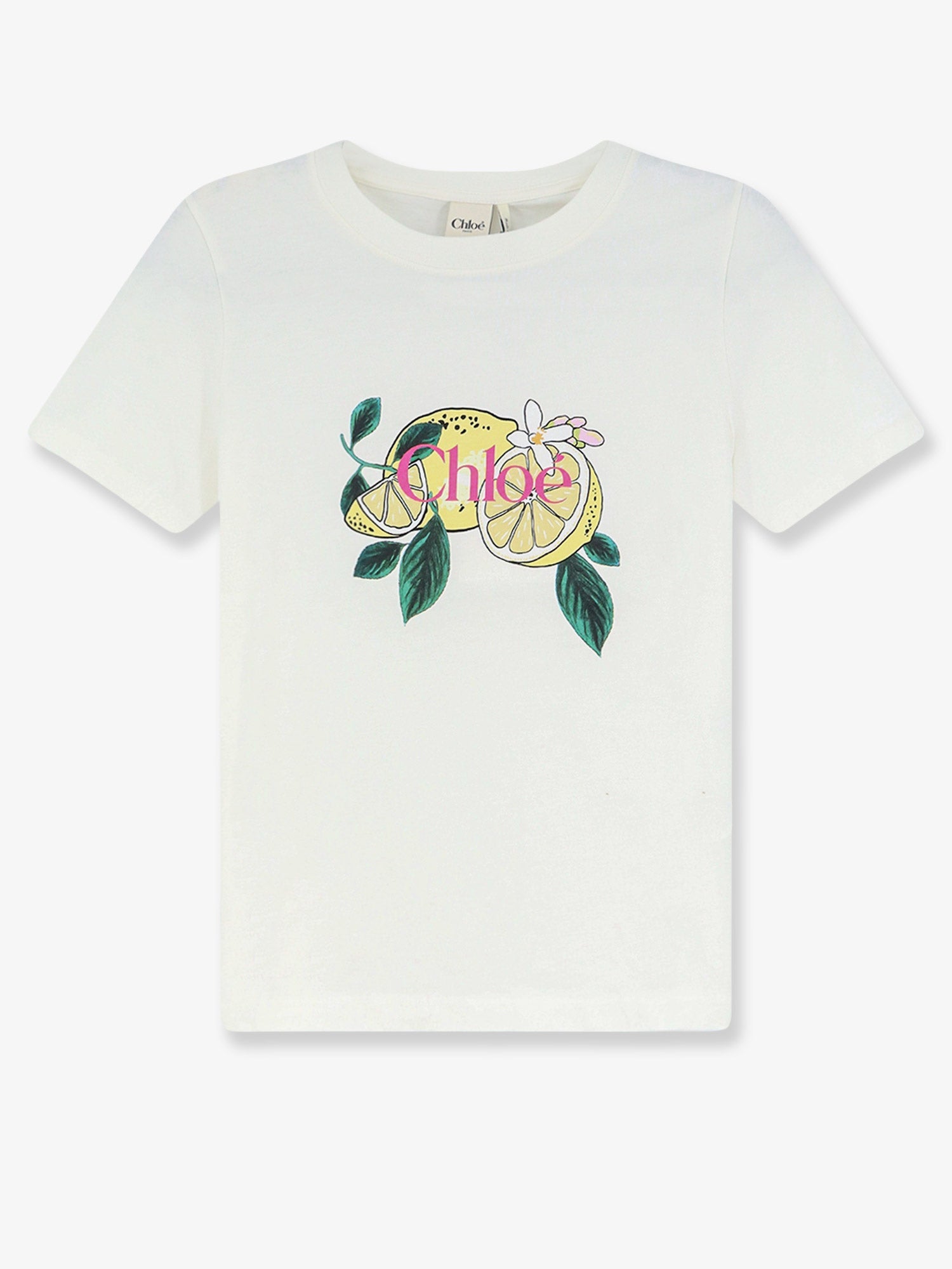 Logo-Embroidered Lemon Print T-Shirt — White
