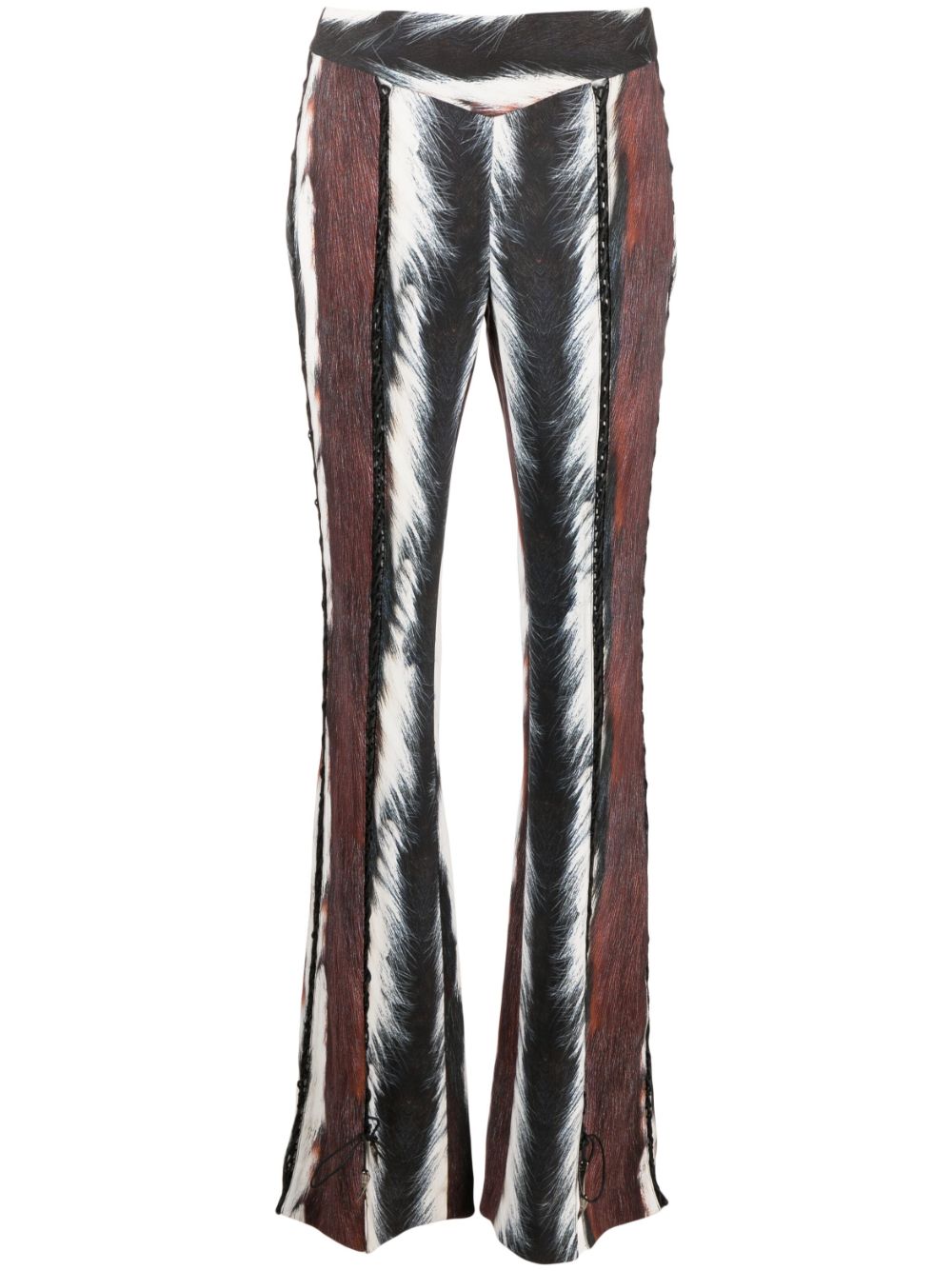 Animal-print lace-up trousers - Black