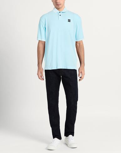 Man Polo shirt Sky blue Size XL Cotton, Elastane