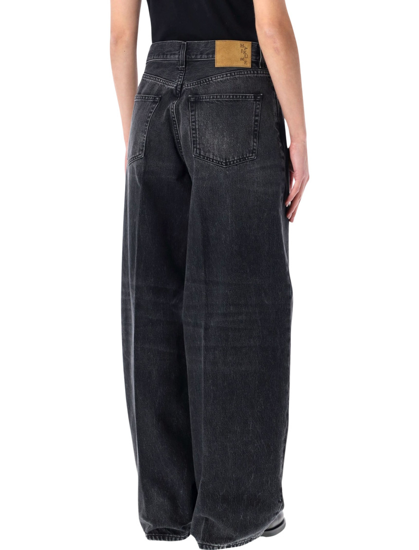 Haikure - wide leg five pocket trousers with patch