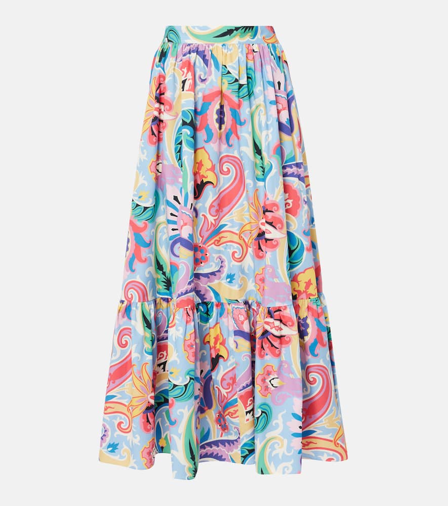 Printed cotton maxi skirt