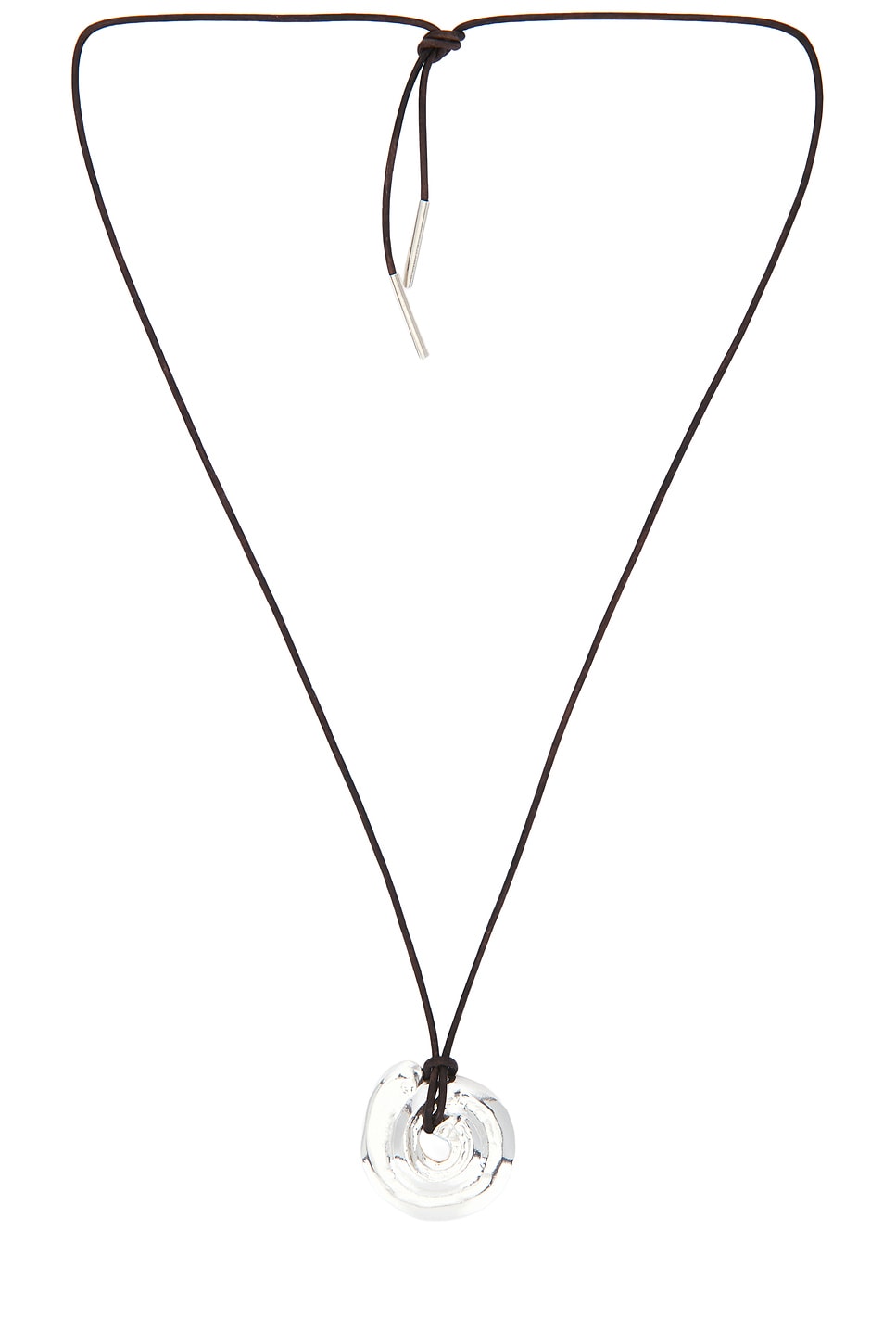 Loren Stewart Tumbled Shell On Cord in Sterling Silver & Leather - Brown. a