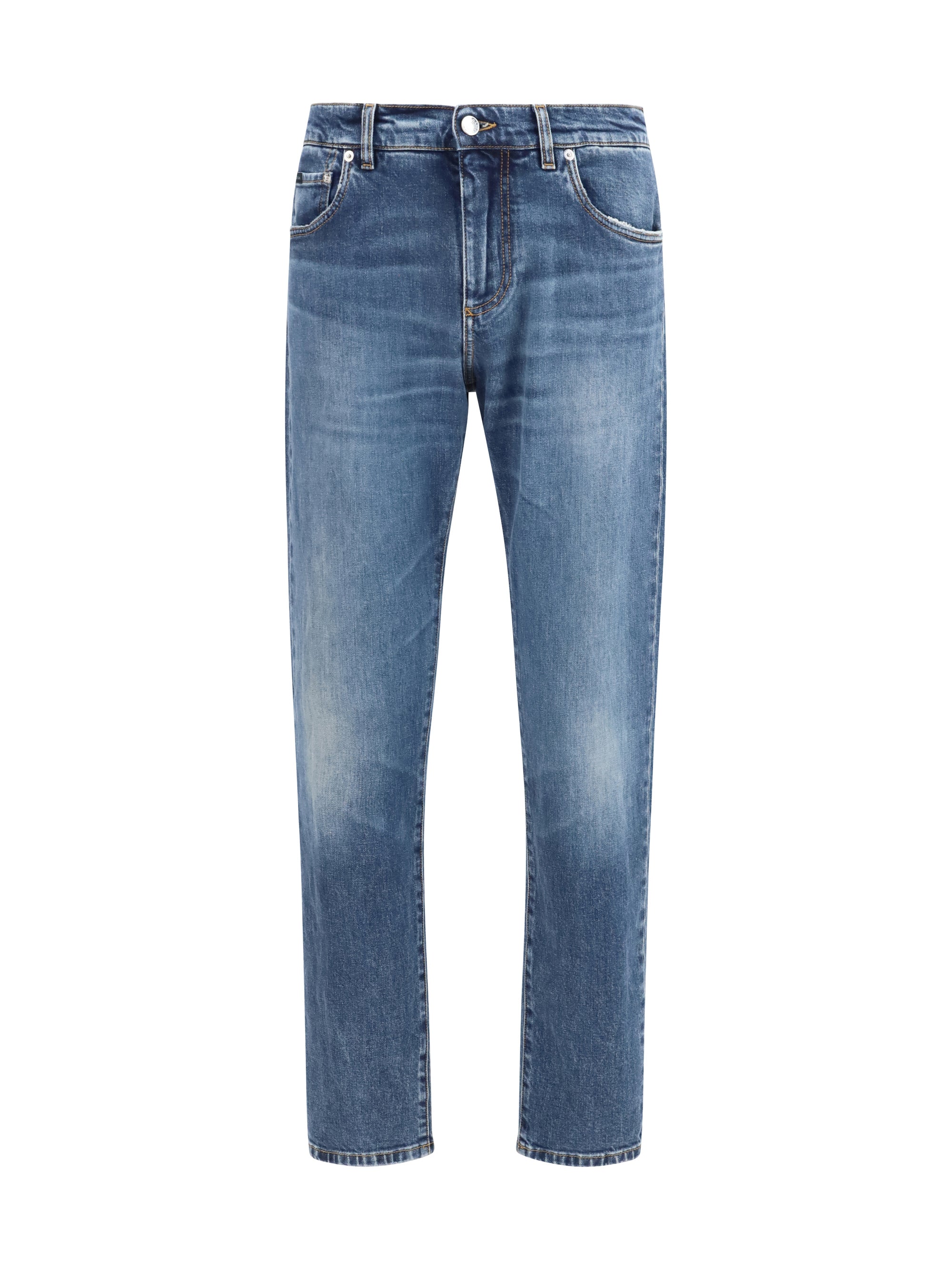 Straight-Leg Denim Jeans — Blue