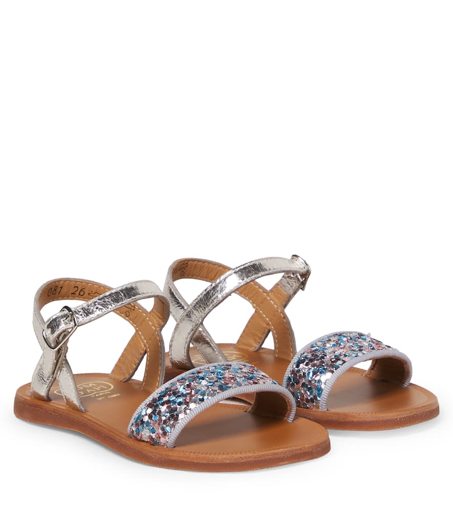 Plagette Buckle glitter leather sandals