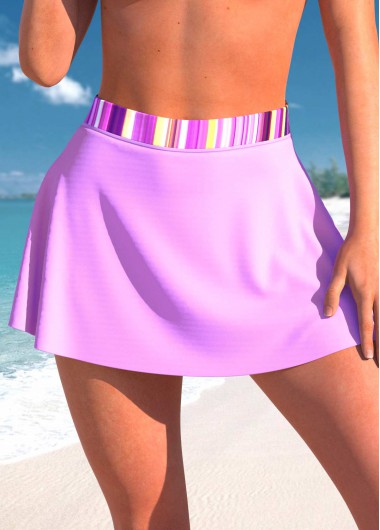 Modlily High Waisted Striped Light Purple Pantskirt