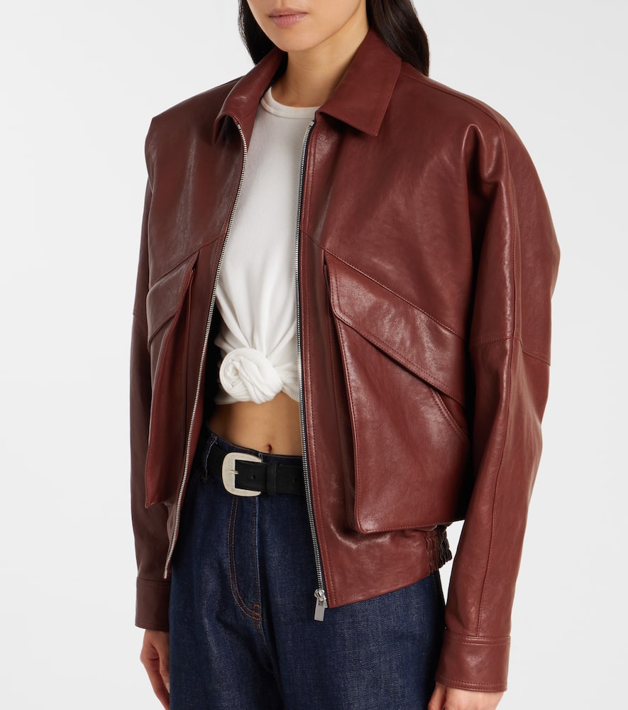 Leather bomber jacket