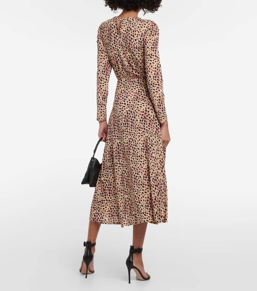 Cerise leopard-print midi dress