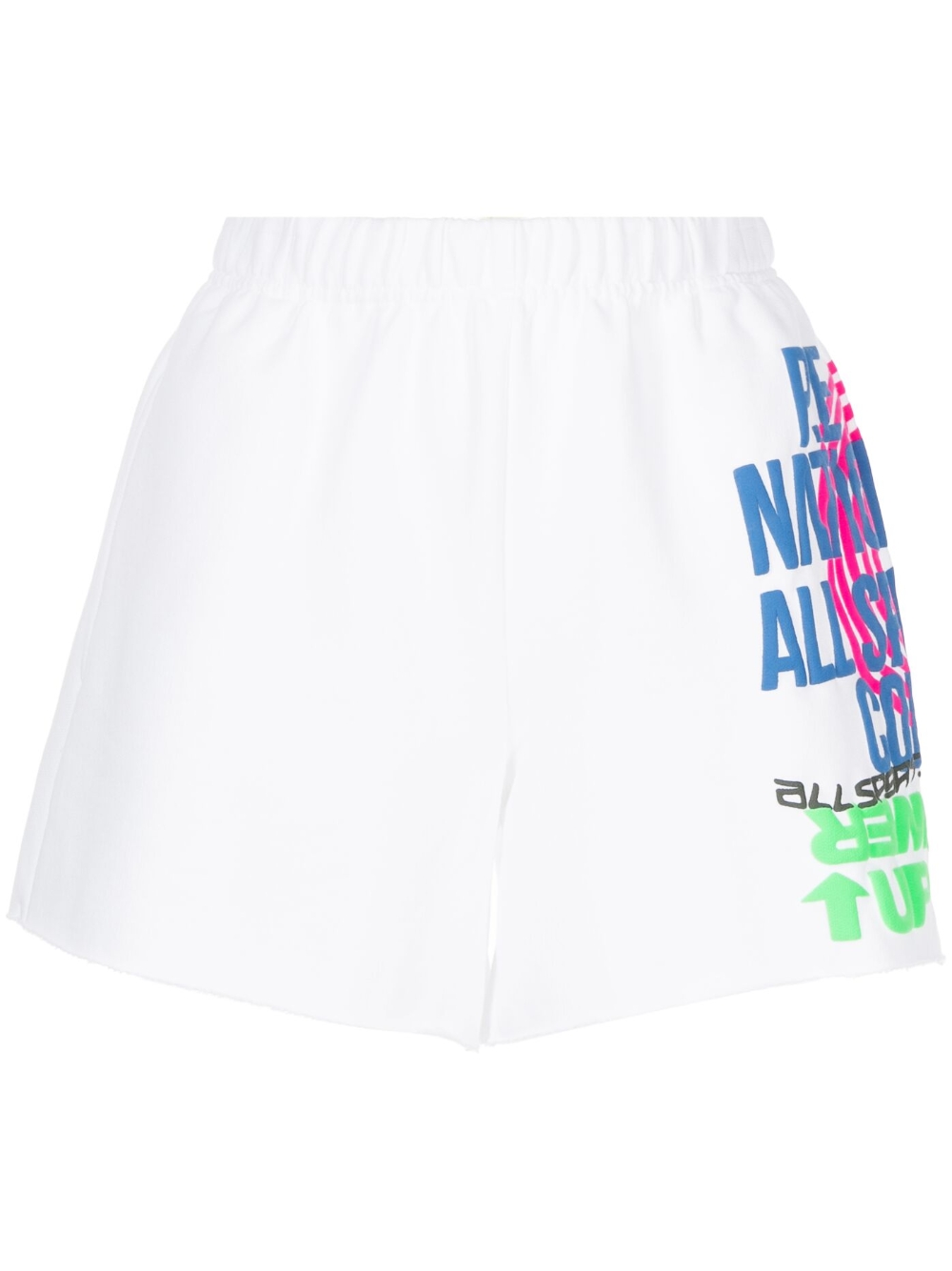 Slogan-print elasticated-waist shorts - White