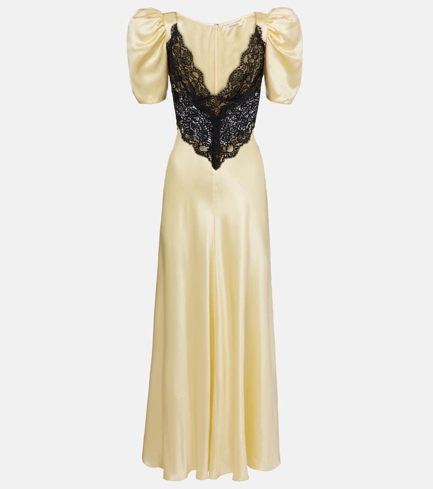Lace-trimmed silk charmeuse gown