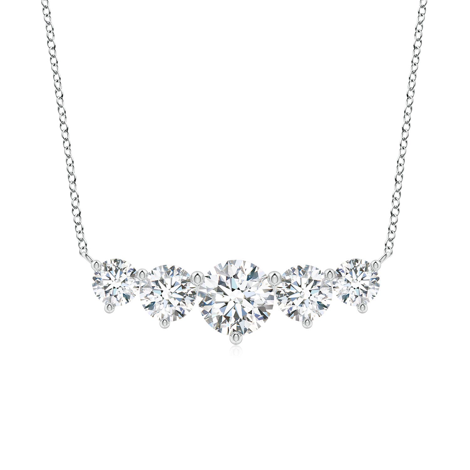 Angara 2.0 Carats Graduated Five Stone Round Lab-Grown Diamond Necklace in Platinum