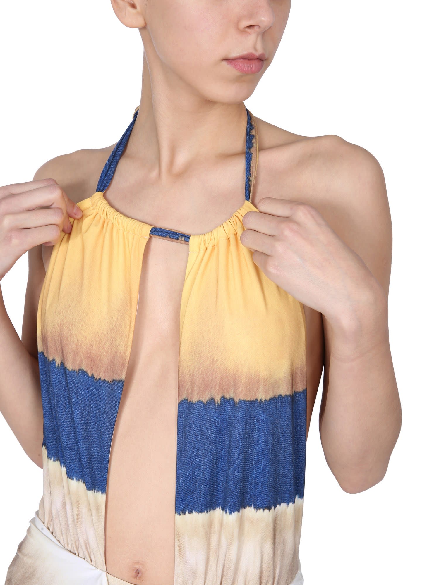 One Piece Swimsuit With Tie Dye Print