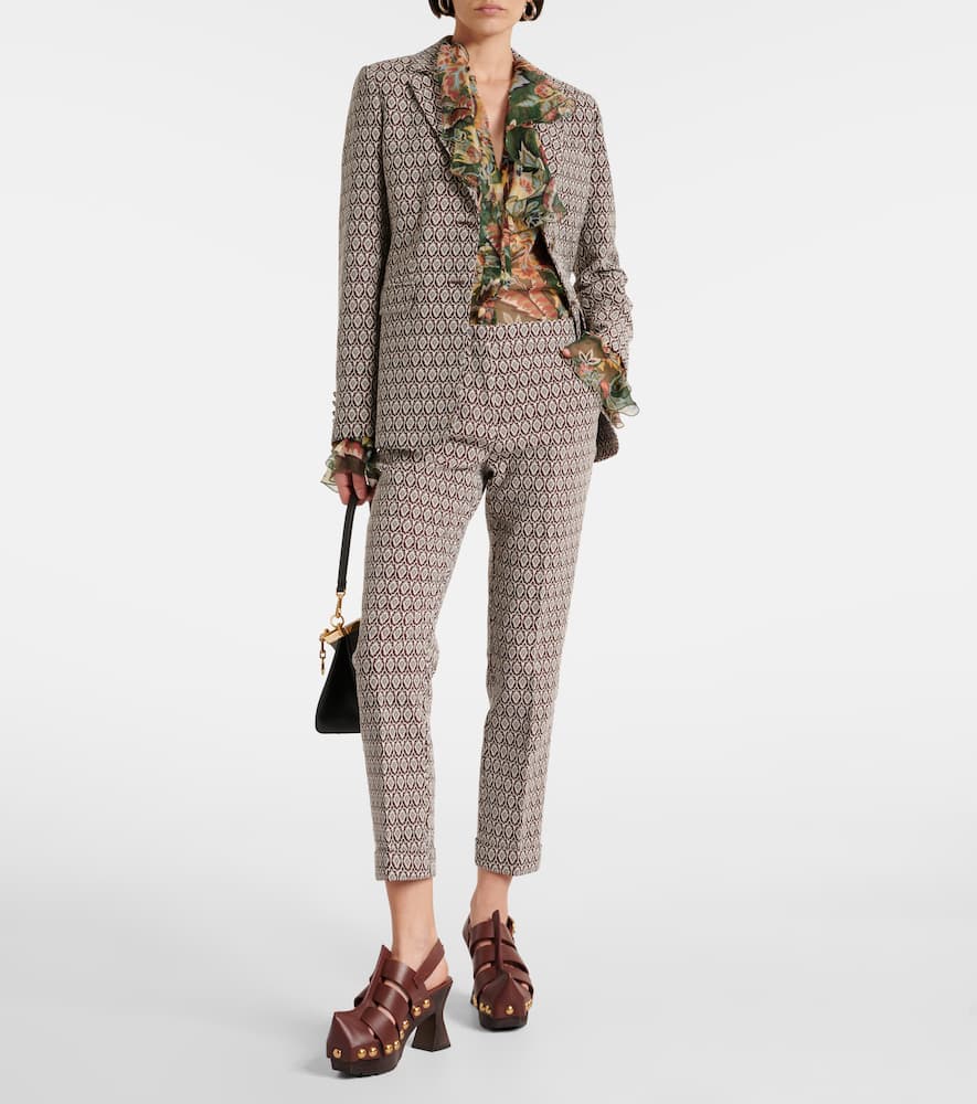 Printed cotton-blend cropped pants
