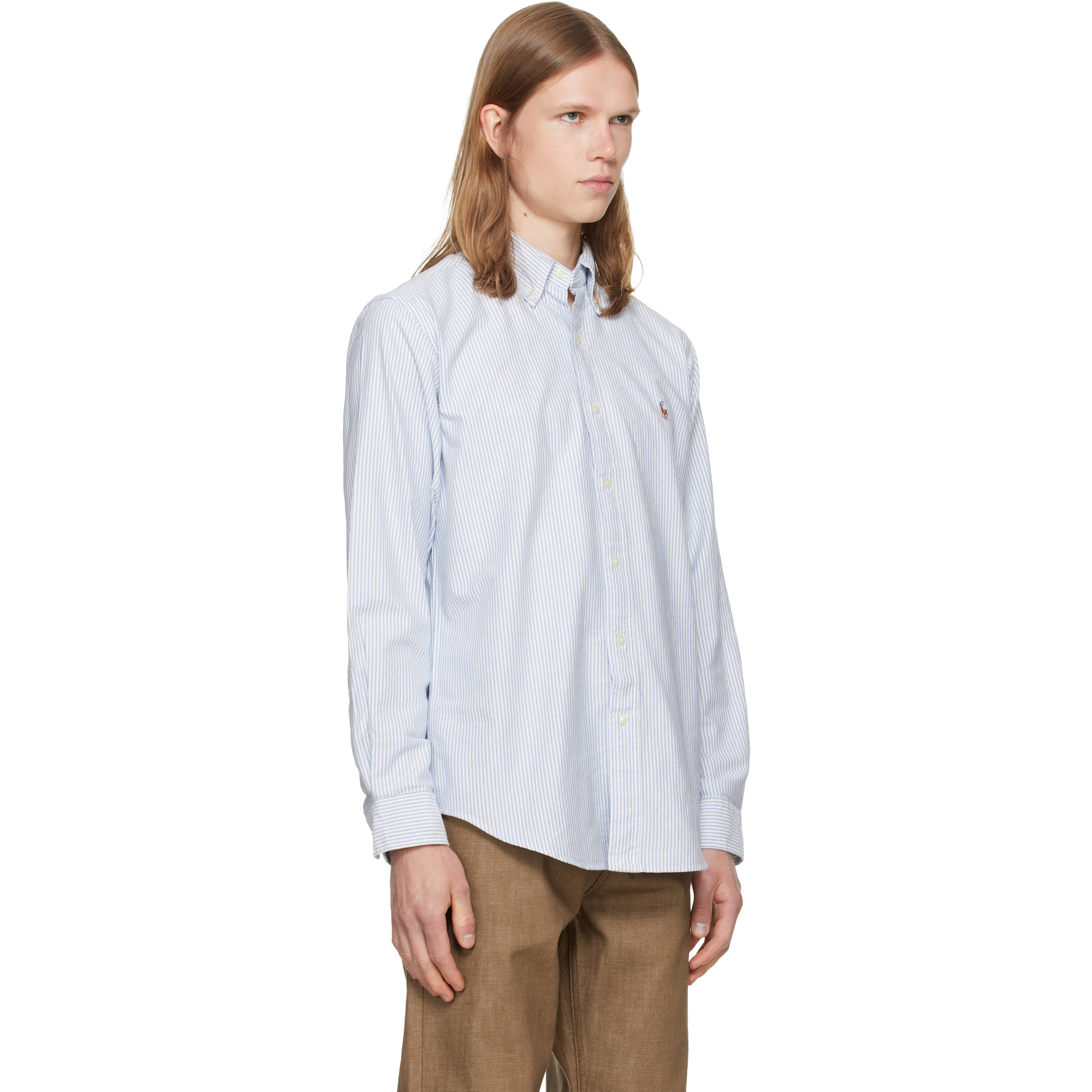 Navy & White Striped Oxford Shirt