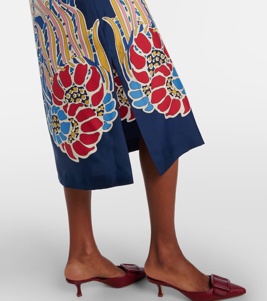 Printed silk satin kaftan