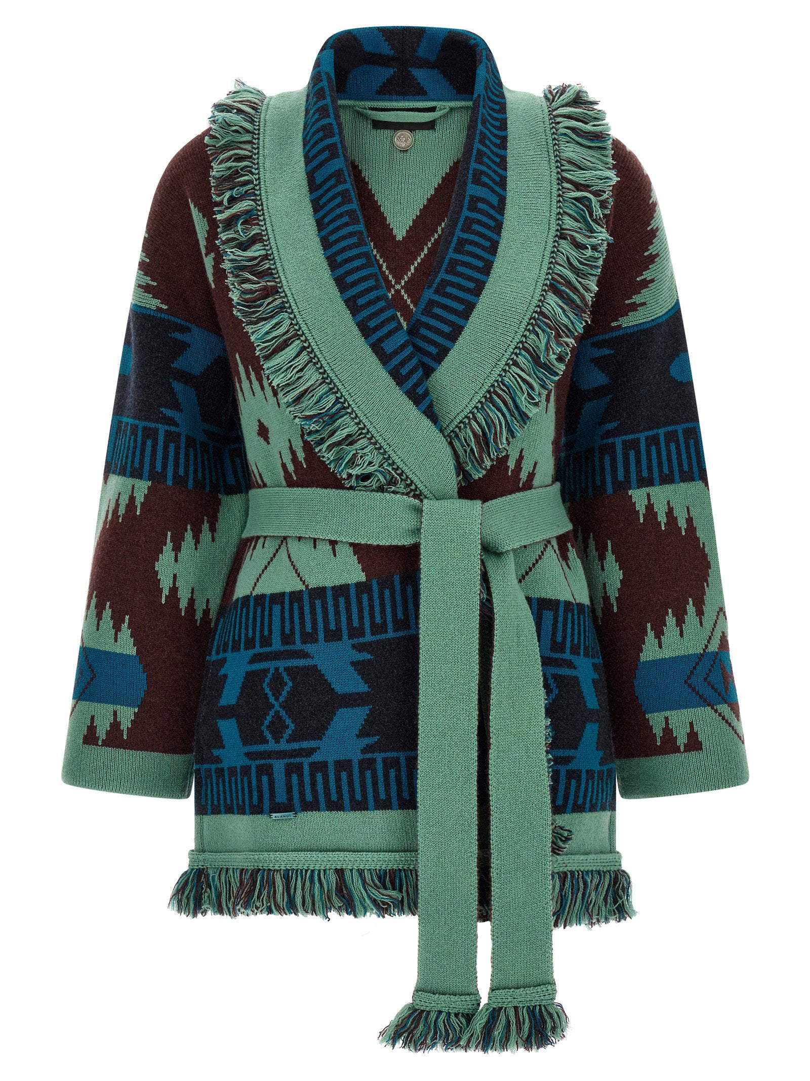 Double Jacquard Cashmere Cardigan — Green