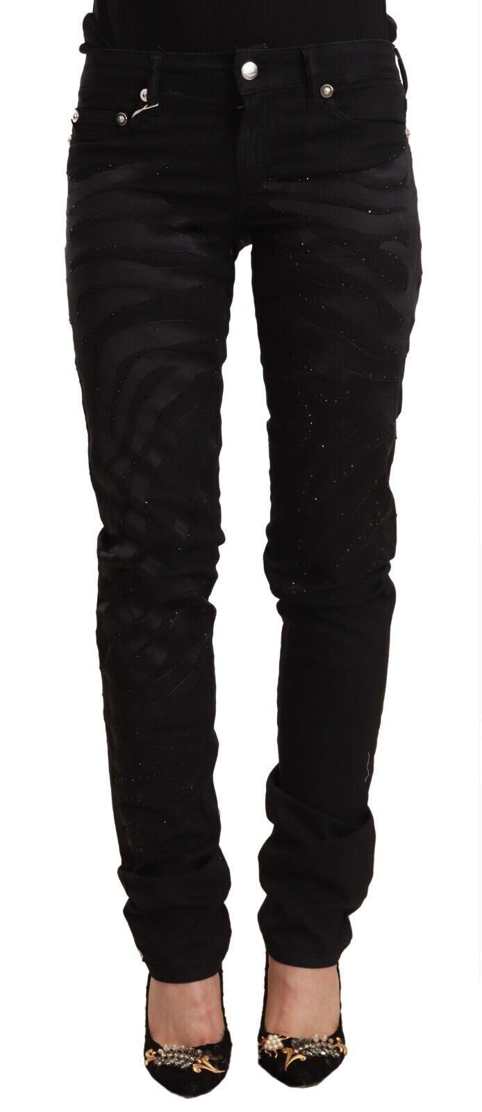 Embellished Skinny Jeans — Black