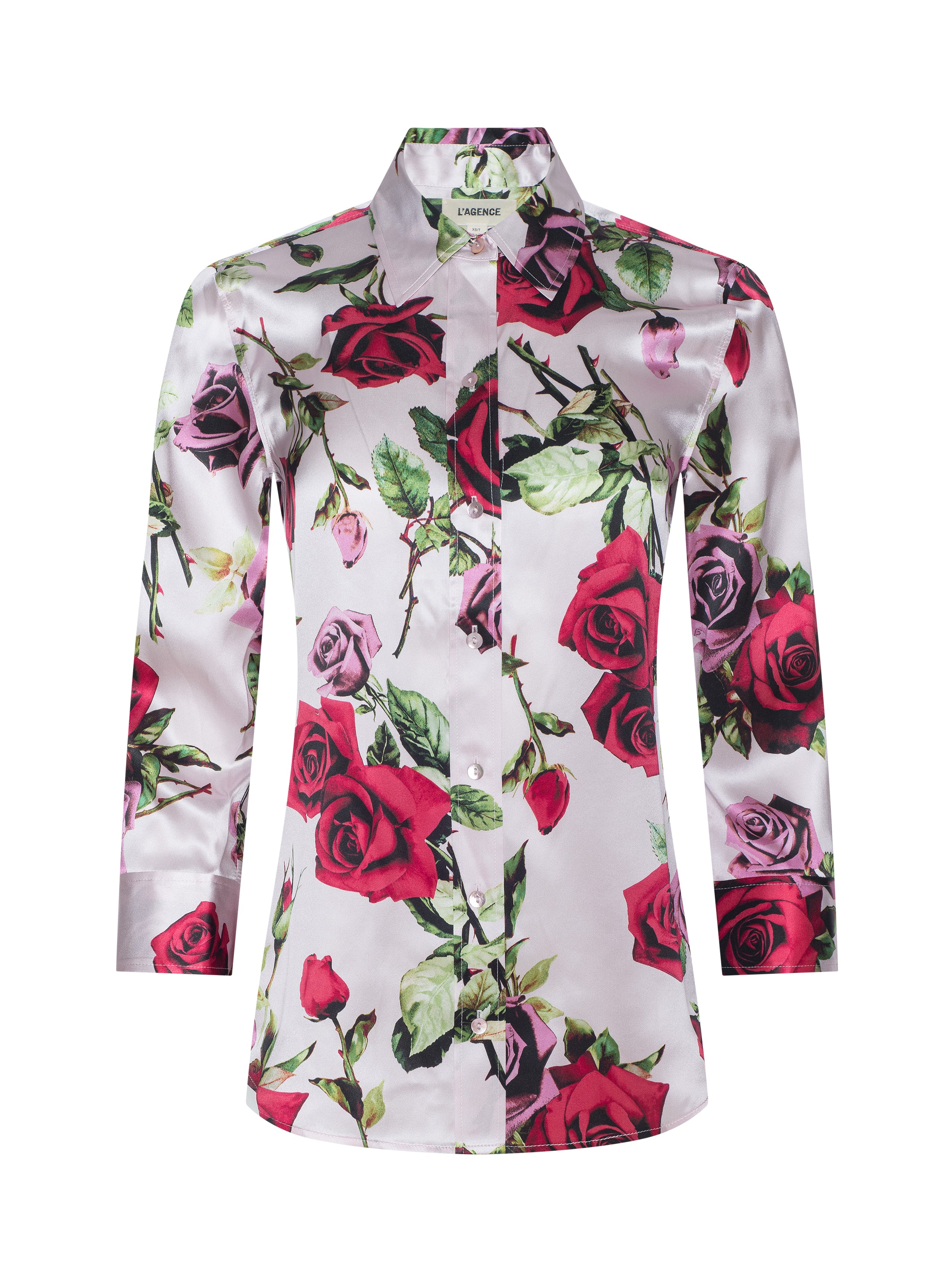 Dani Silk Blouse Top In Pink Multi Romantic Rose