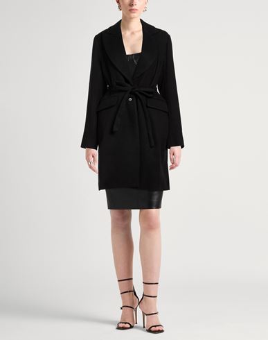 Woman Coat Black Size 10 Wool, Cotton, Polyamide