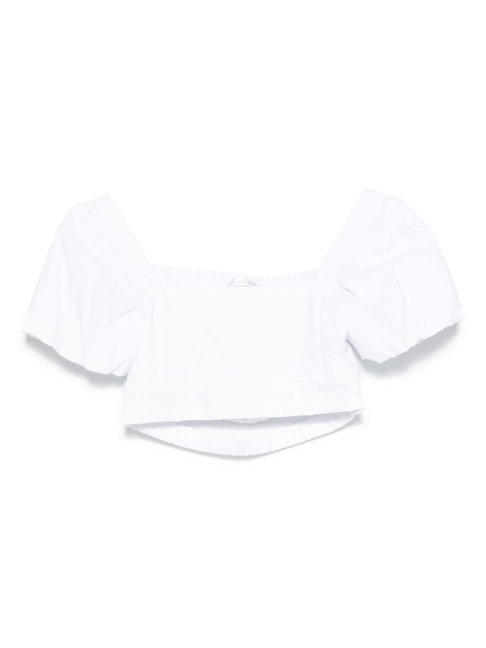 Puff-sleeve cropped T-shirt - White