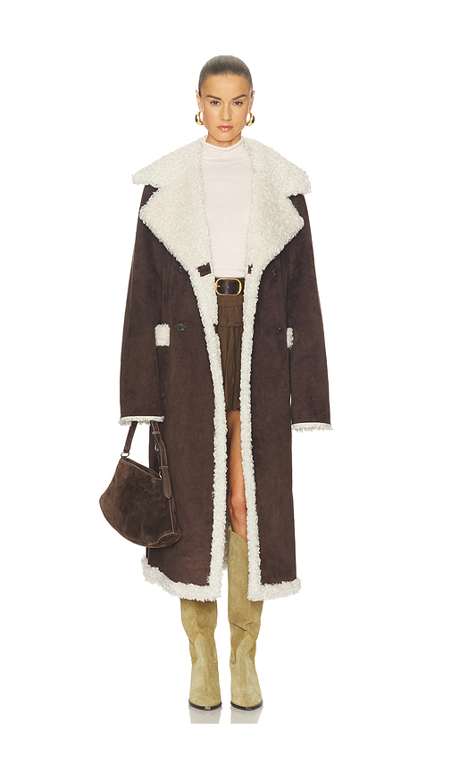 Tularosa Lydia Reversible Coat in Dark Brown & Cream. M also in L, S, XL