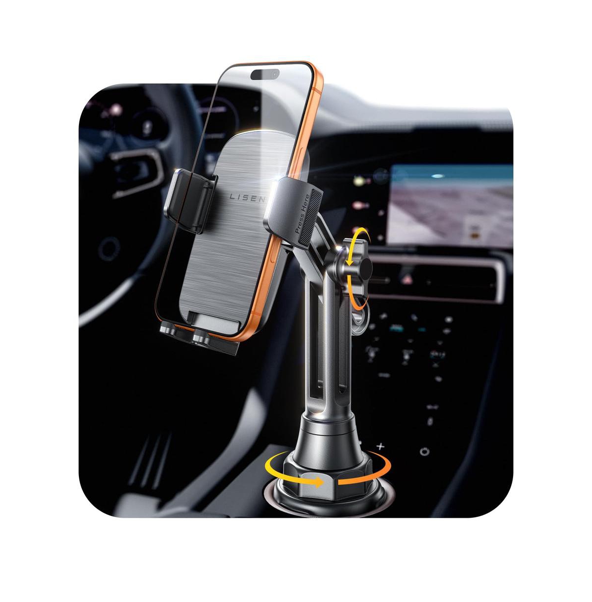 Car Cup Holder Phone Mount, Adj Long Neck 360degree(s) Phon Holder for Car, Stable Dashboard-Free Mount for iPhone, Samsung, Truck, Golf Cart -