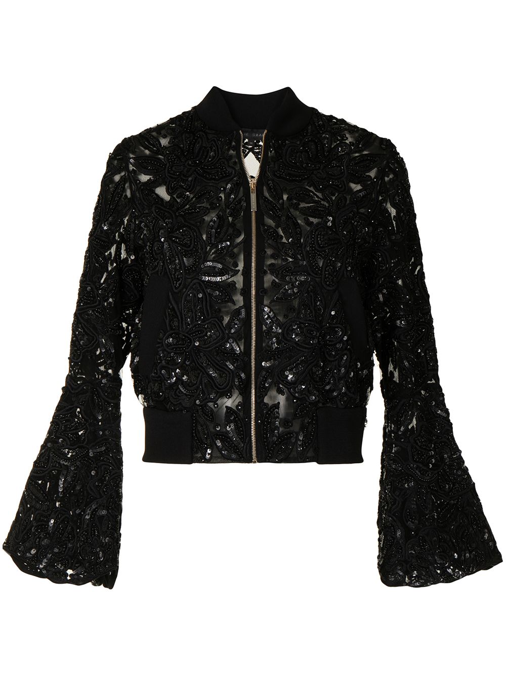 Sequin-embellished bell-sleeve jacket - Black