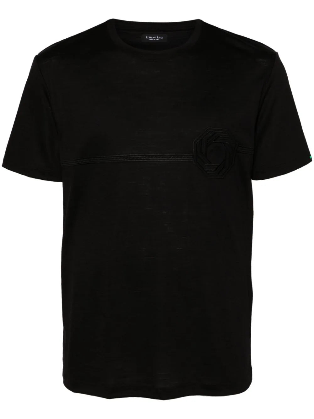 Logo-Embroidered Virgin Wool T-Shirt — Black
