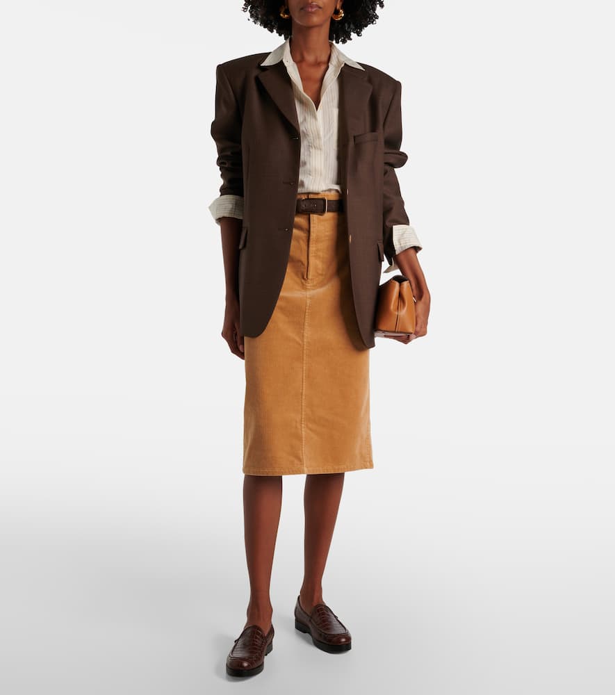 Cotton corduroy pencil skirt