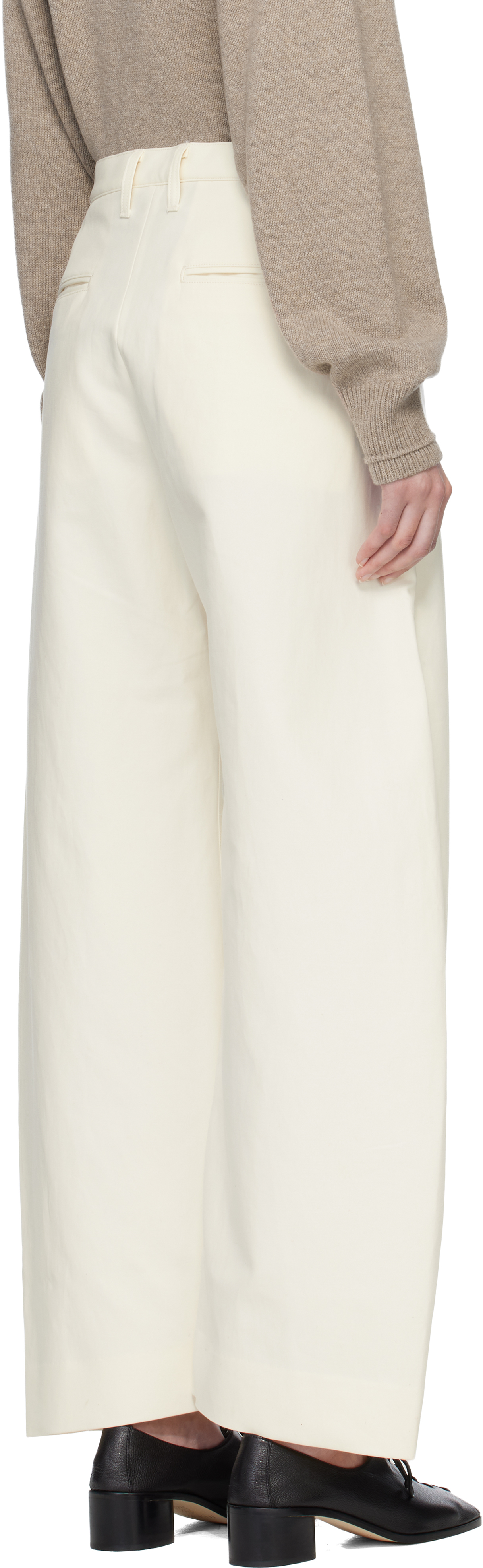 Off-White Double Weave Cotton Round Trousers