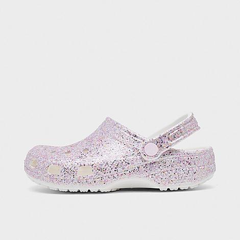 Girls' Big Kids Glitter Classic Clog Shoes in White/Multi Glitter