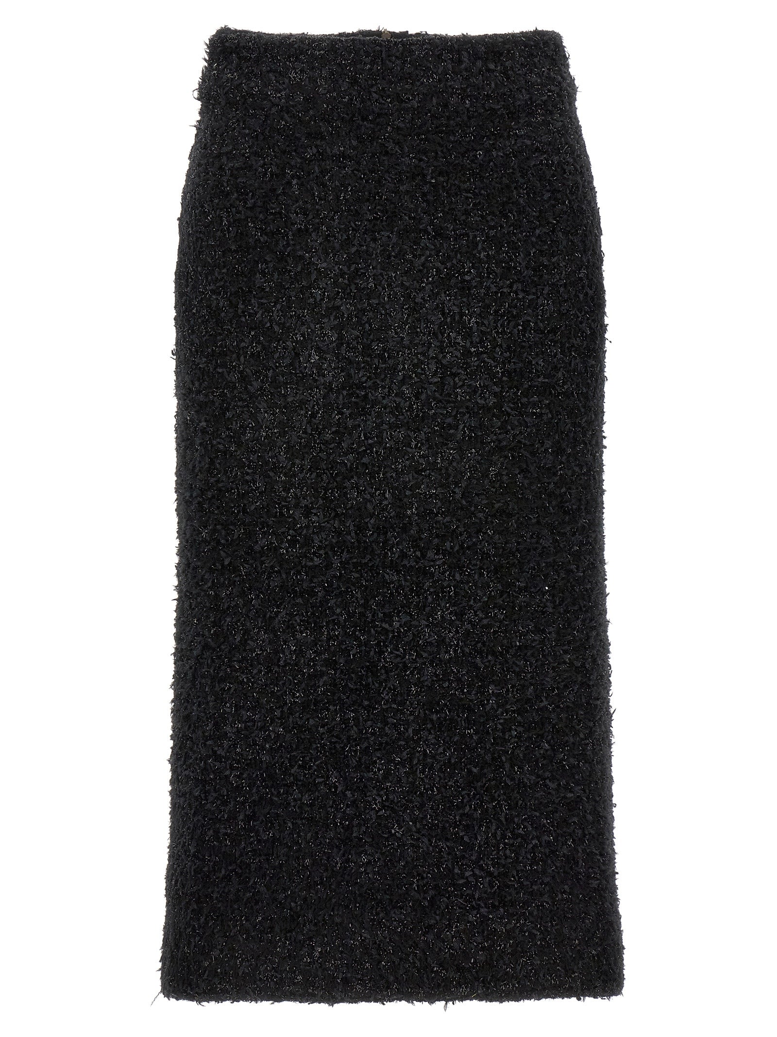 Tweed Midi Skirt — Black