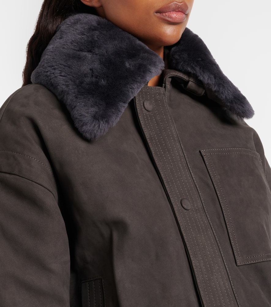 Shearling-trimmed suede blouson jacket
