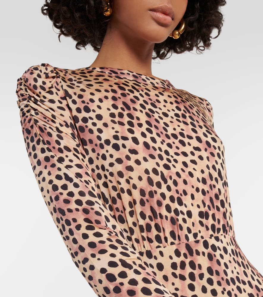 Cerise leopard-print midi dress
