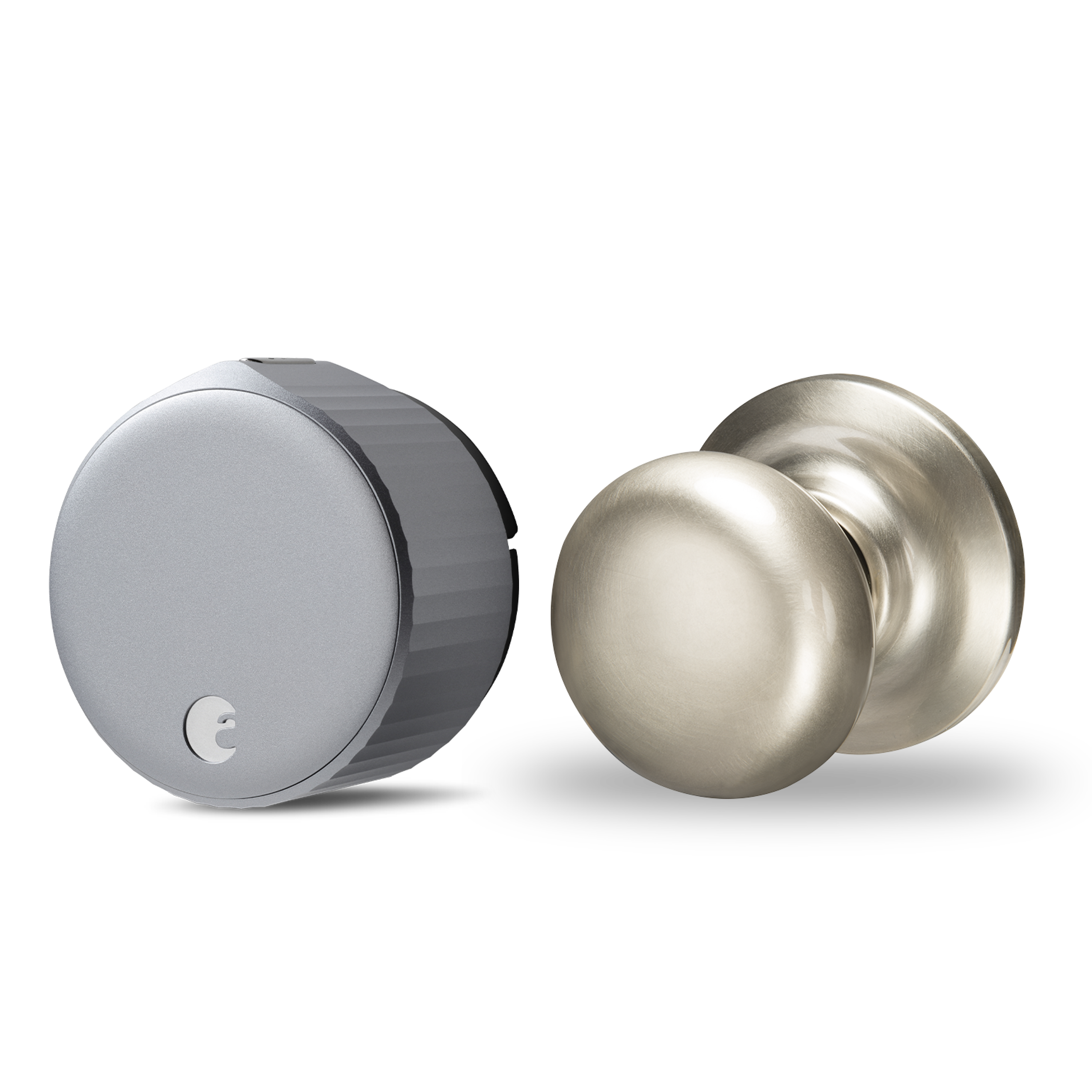 August Wi-Fi Smart Lock + Cambridge Knob in Satin Nickel