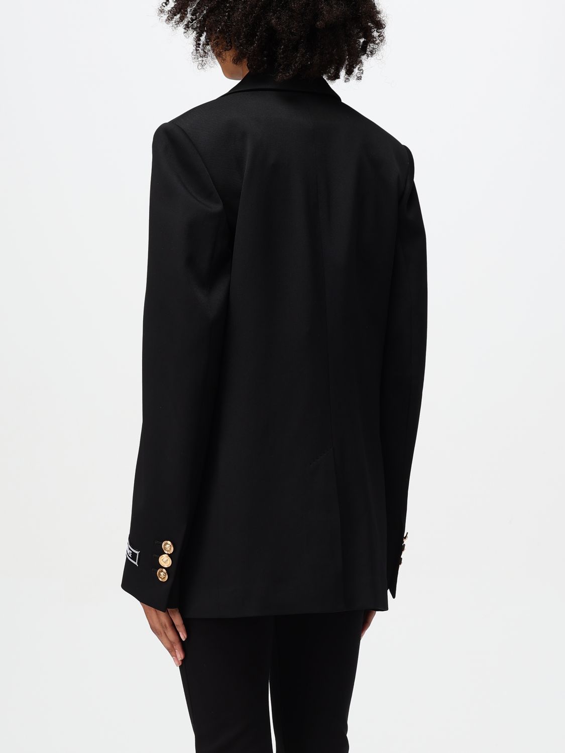 Logo-appliqué single-breasted blazer - Black