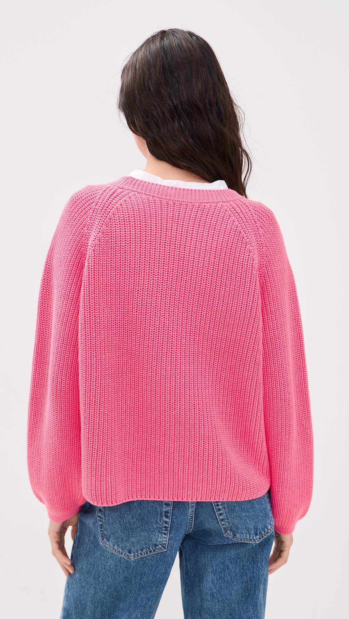Crew Neck Long Sleeve Sweater Peony Pink