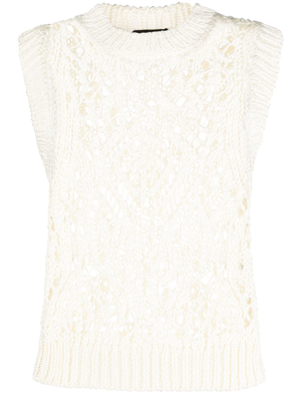 Open-knit sleeveless silk top - Black