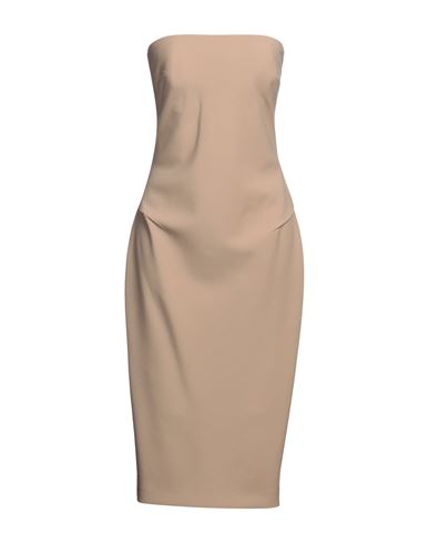 Woman Midi dress Sand Size 4 Virgin Wool, Elastane