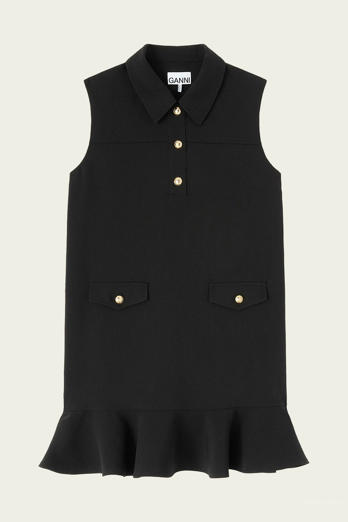 Twill Suiting Mini Dress in Black