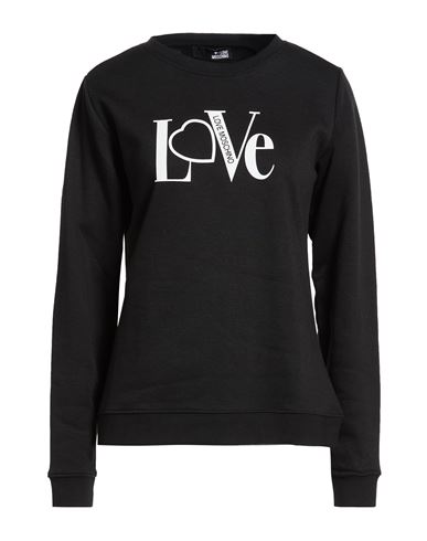 Woman Sweatshirt Black Size L Cotton, Polyester