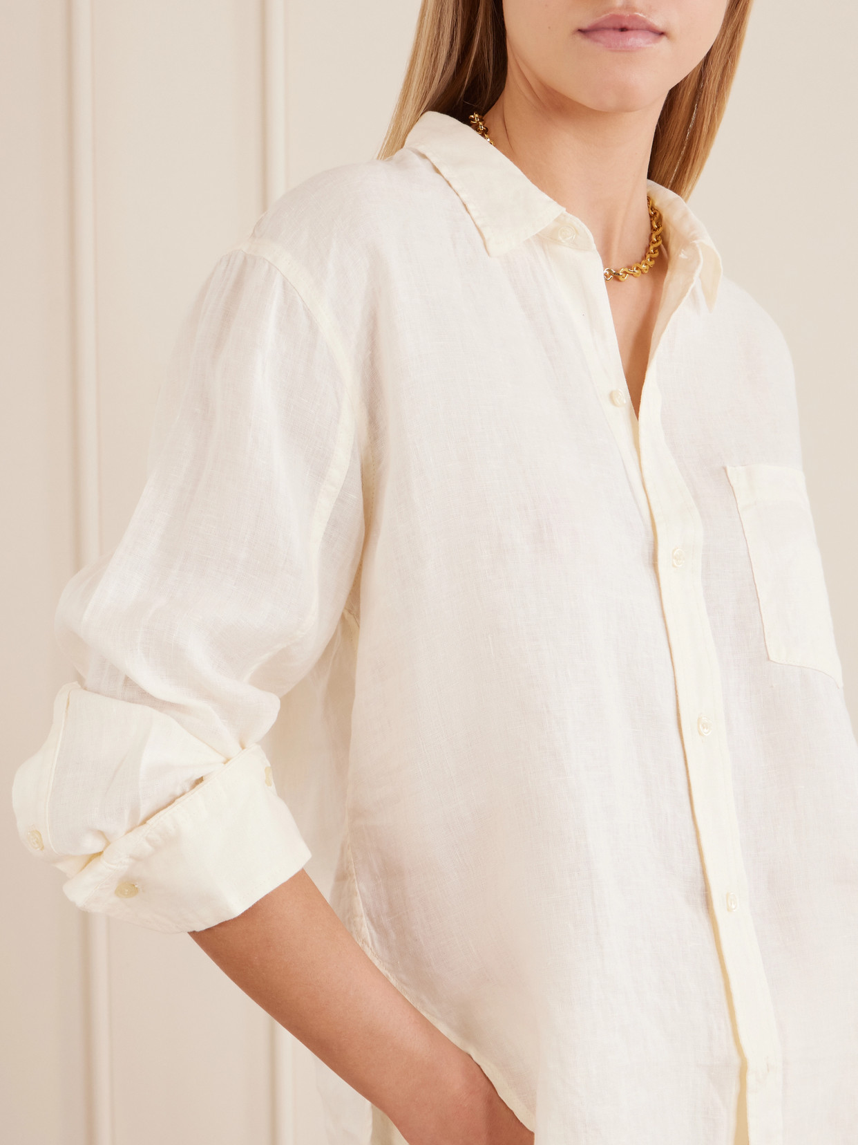 Kayla Shrunken Linen Shirt - Cream