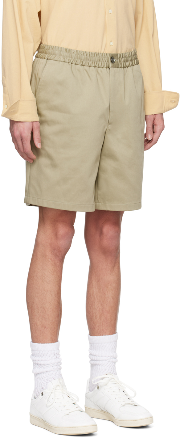AMI Paris Khaki Elasticated Waist Shorts