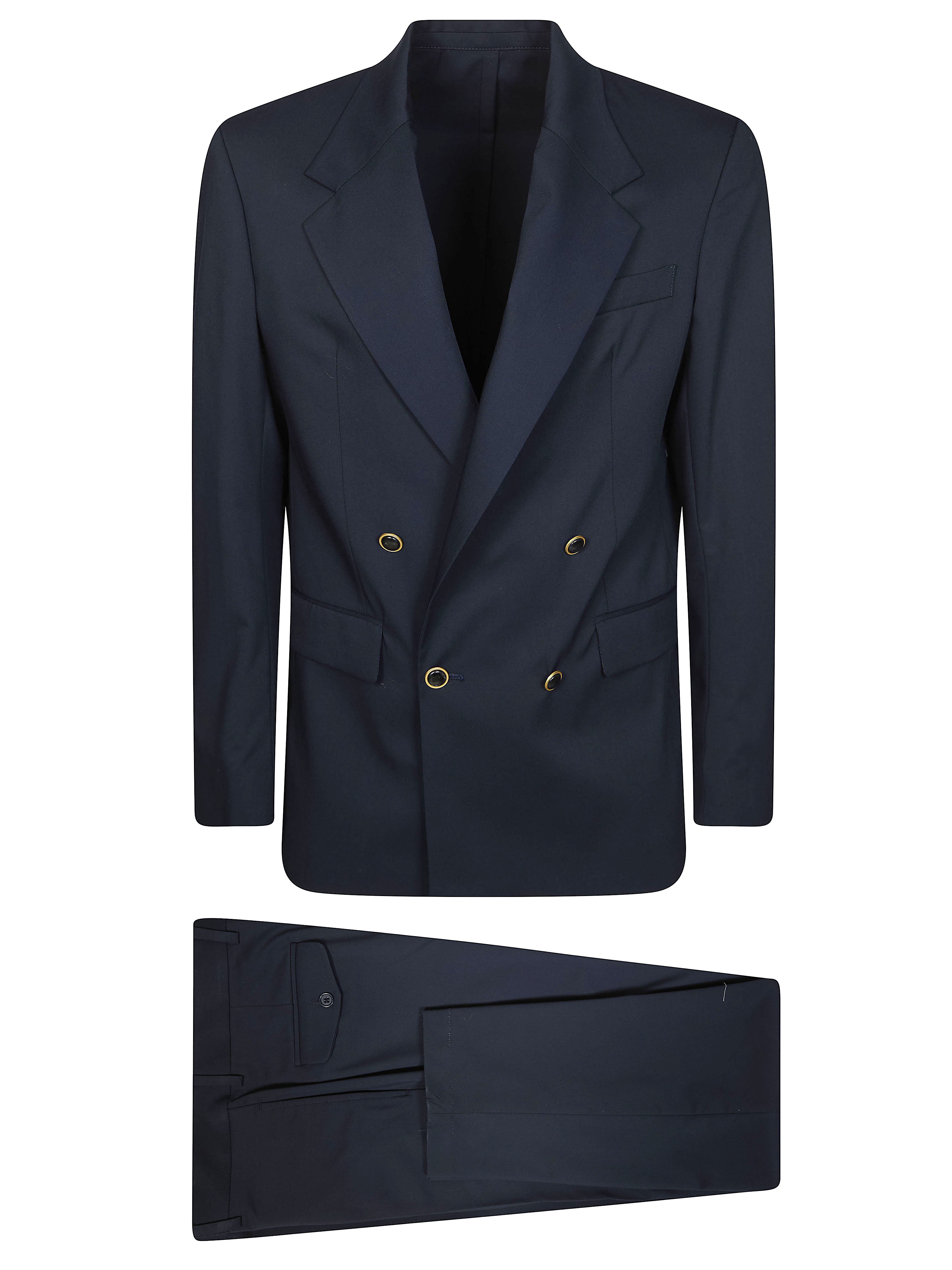 Men's Slim-Fit Double-Breasted Gown Pants with Mirror-Effect Lapel Detail