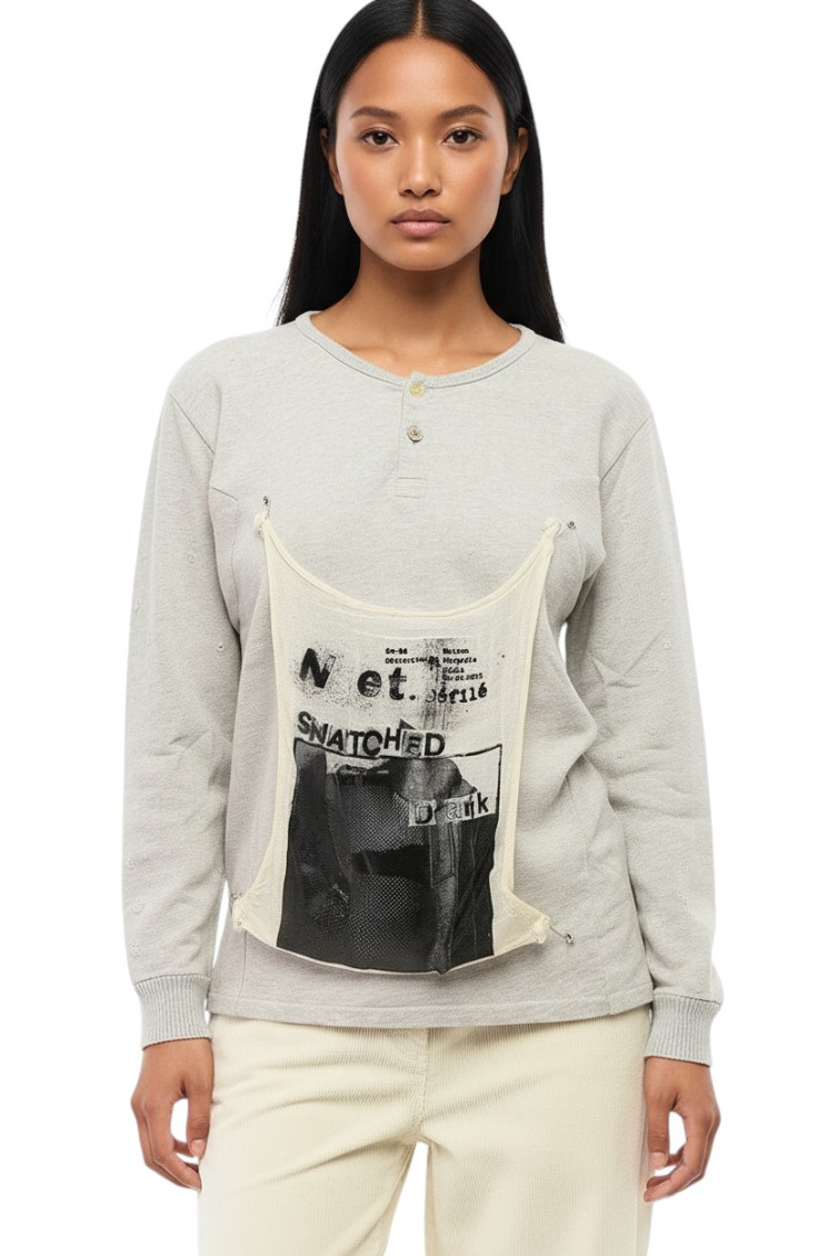 Grey Graphic Crew Neck Sweatshirt
