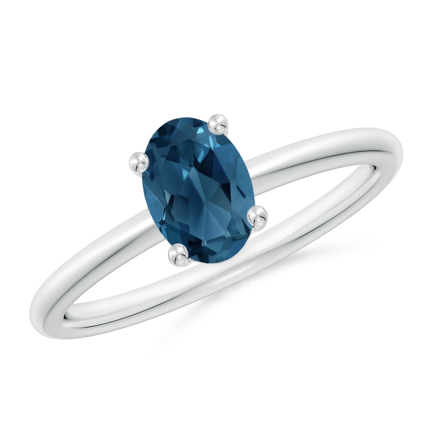 Angara 0.95 Carat Classic Solitaire Oval London Blue Topaz Promise Ring in Platinum