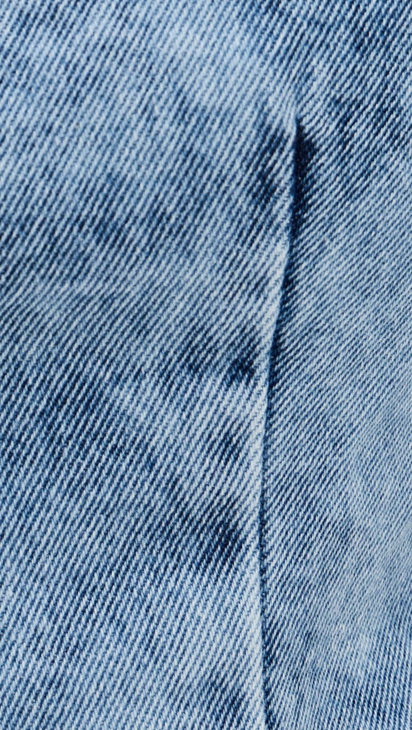 Acid Wash Denim Fitted T-Shirt Blue