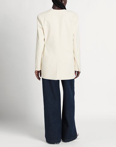 Woman Blazer Cream Size 12 Polyester, Elastane