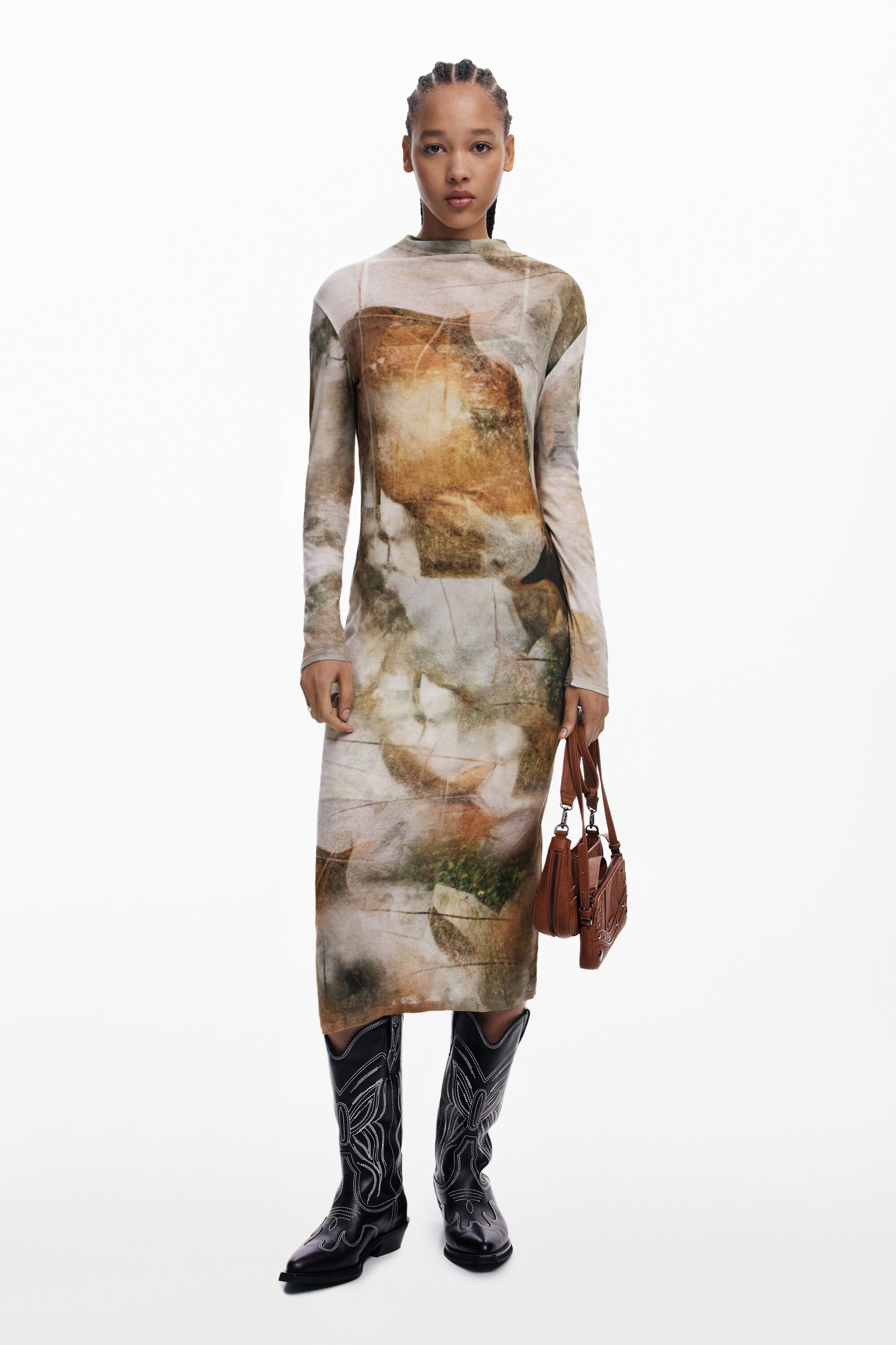 Mock neck dress
